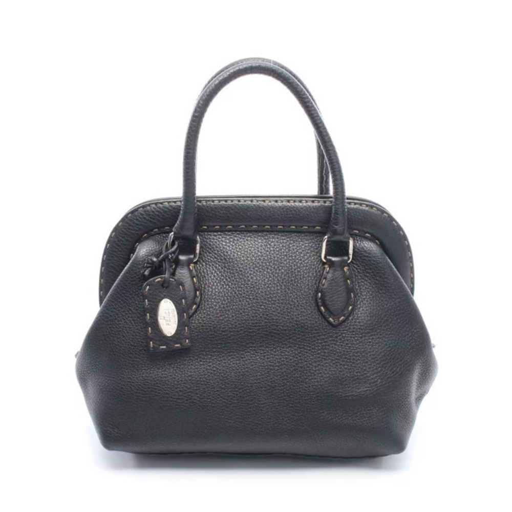 Fendi Selleria Doctors Bag Handbag Leather Black